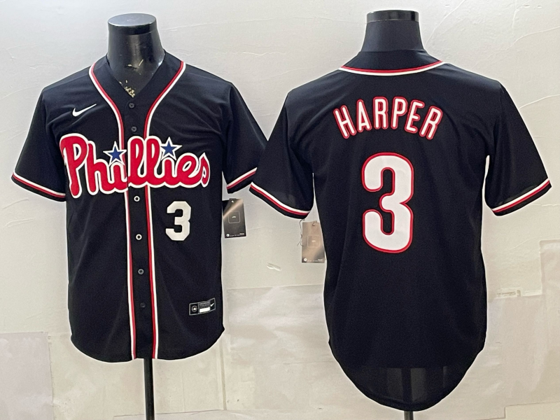 Men 2026 Philadelphia Phillies #3 Harper black Game Nike MLB Jersey 051808-0